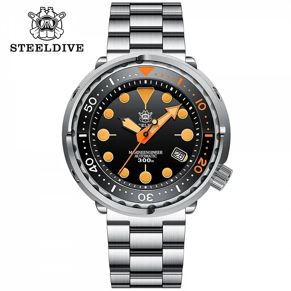 STEELDIVE – montre-bracelet de luxe en céramique, étanche 30bar, lumineuse suisse, NH35, Orange, SD1975V|131,29 €|OKKO MODE