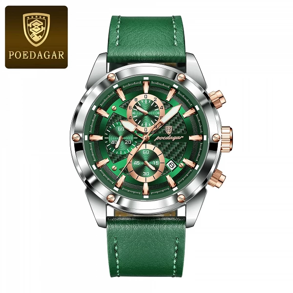 POEDAGAR-Montre-bracelet de sport de luxe pour homme, quartz militaire, étanche, Shoous, chronographe, date, cuir|18,81 €|OKKO MODE