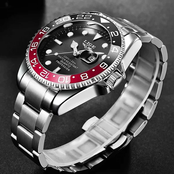 LIGE-Montre-bracelet à quartz pour homme, étanche, date, horloge, sport, luxe, noir, mode, marque supérieure, nouveau, 2023|36,36 €|OKKO MODE