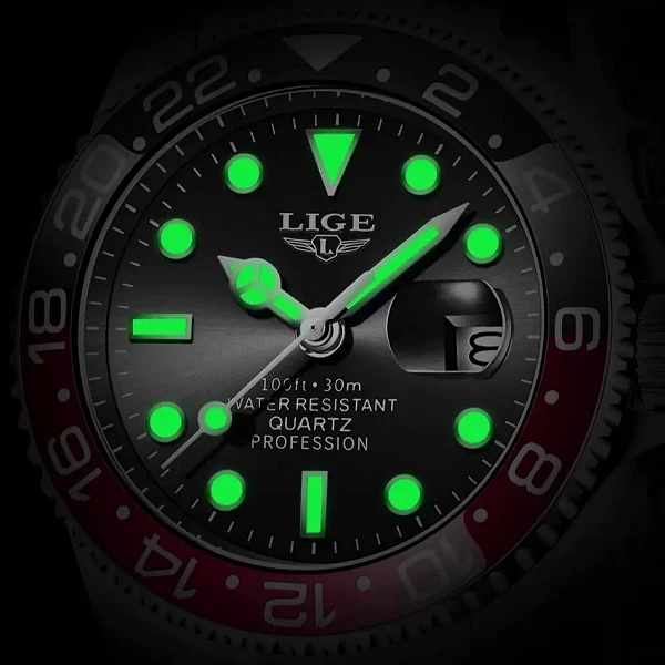 LIGE-Montre-bracelet à quartz pour homme, étanche, date, horloge, sport, luxe, noir, mode, marque supérieure, nouveau, 2023|36,36 €|OKKO MODE