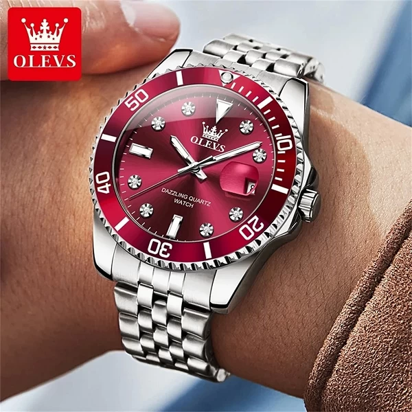 OLEVS-Montre à Quartz Originale pour Homme, Marque de Luxe, Chronométrage Unidirectionnel, Lunette Rotative, Analogique, Série S|31,14 €|OKKO MODE