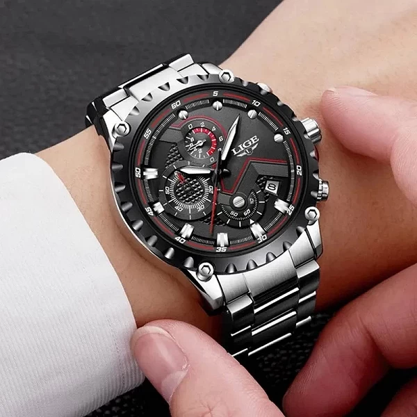 LIGE-Montre à quartz étanche pour homme, montre-bracelet de sport militaire, classique, marque supérieure, luxe, mode, affaires|22,94 €|OKKO MODE