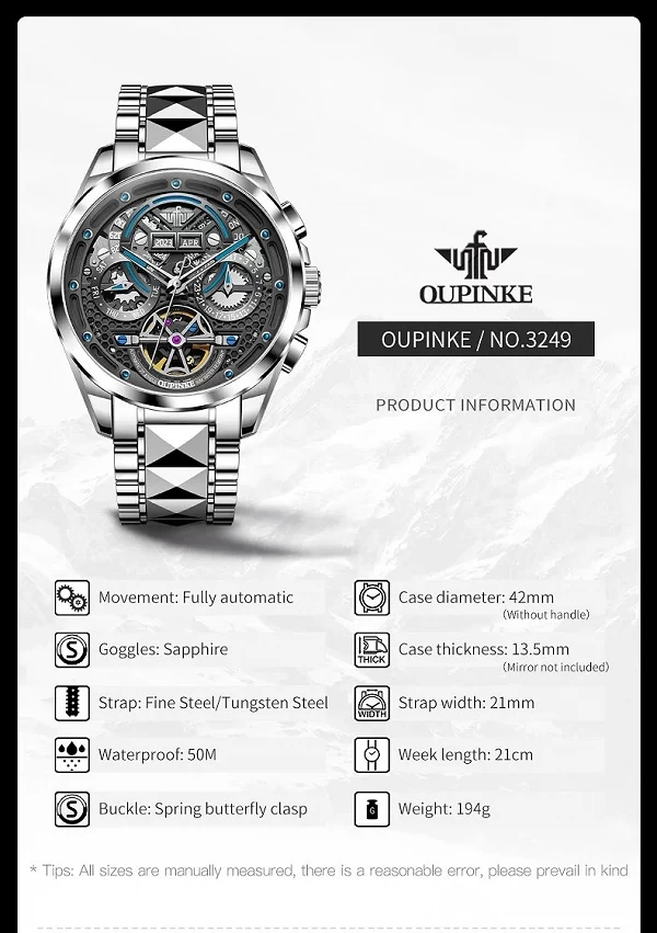 PINKE-Montre existent pour Homme, Mouvement Mécanique Suisse, Marque de Luxe, Modules, Remontage existent, 3249|398,60 €|OKKO MODE