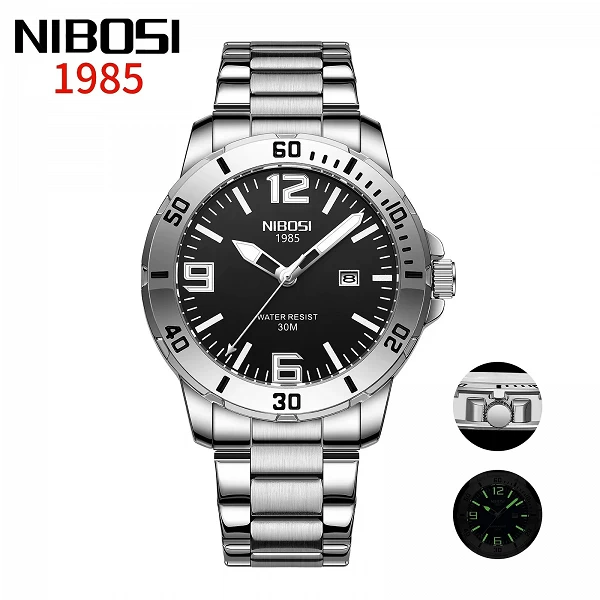 NIBOSI-Montre-bracelet à quartz étanche pour homme, marque de luxe, affaires Shoous, horloge masculine, calendrier, 2023|18,90 €|OKKO MODE