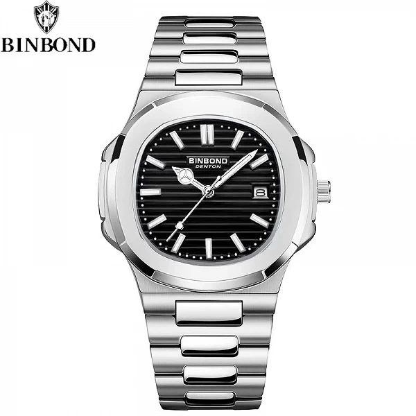 BINBONG-B1885 Montre-bracelet à quartz étanche pour homme, Montres pour homme, Bracelet en acier inoxydable, Luxe, Business, 30m|11,95 €|OKKO MODE