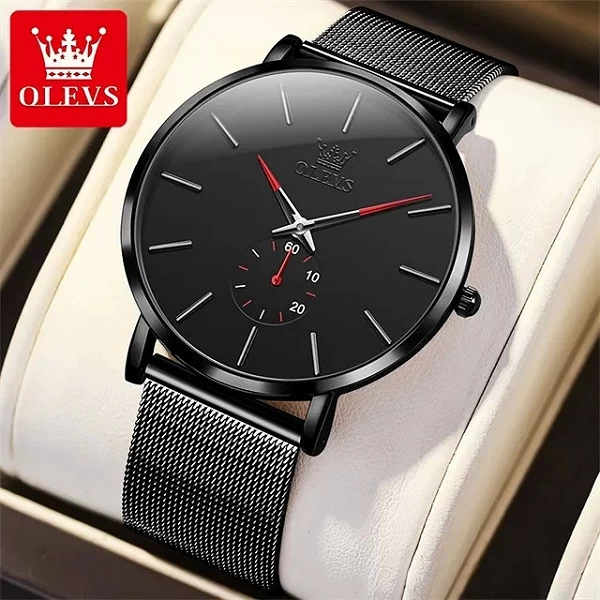 OLEVS-Montre à Quartz Ultra Fine pour Homme, Chronographe Étanche, Mode Minimaliste, Bracelet en Acier Maillé, Nouveau, 7.5mm|27,60 €|OKKO MODE