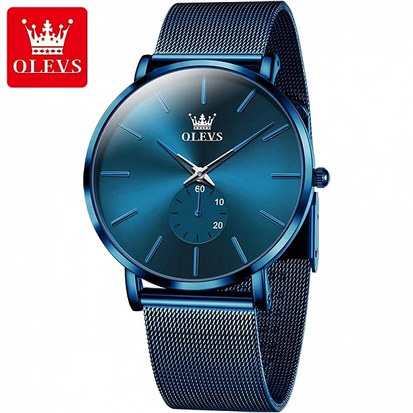 OLEVS-Montre à Quartz Ultra Fine pour Homme, Chronographe Étanche, Mode Minimaliste, Bracelet en Acier Maillé, Nouveau, 7.5mm|27,60 €|OKKO MODE