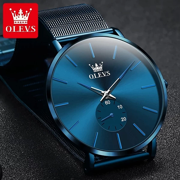 OLEVS-Montre à Quartz Ultra Fine pour Homme, Chronographe Étanche, Mode Minimaliste, Bracelet en Acier Maillé, Nouveau, 7.5mm|27,60 €|OKKO MODE