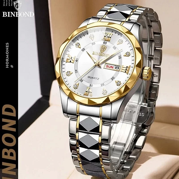 BINBOND-Montre-bracelet à quartz étanche pour homme, horloge de sport, semaine et date, mode de luxe, affaires, B2521|11,03 €|OKKO MODE