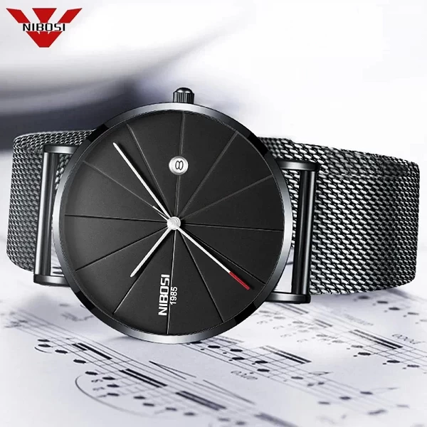 Montre de sport à quartz avec bracelet en acier ultra fin pour homme, NIBOSI-montre-bracelet décontractée, marque de luxe|14,96 €|OKKO MODE