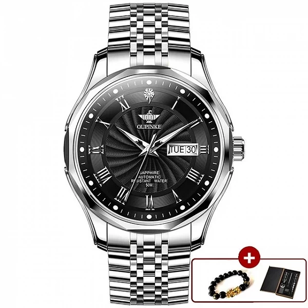 Montre mécanique automatique en diamant véritable pour hommes, marque de luxe suisse, miroir en cristal saphir, étanche 30M|371,90 €|OKKO MODE