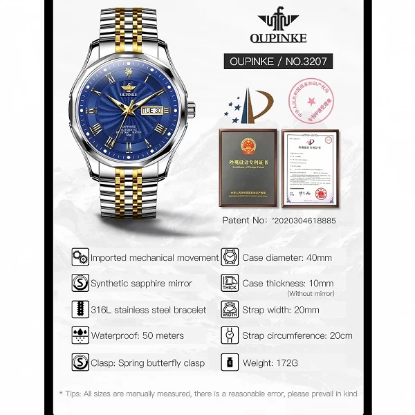 Montre mécanique automatique en diamant véritable pour hommes, marque de luxe suisse, miroir en cristal saphir, étanche 30M|371,90 €|OKKO MODE