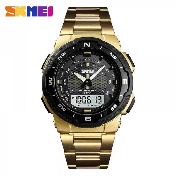 Montre de luxe entièrement en acier pour homme, SKMEI-montre d'affaires étanche, mode sport, horloge à quartz|10,79 €|OKKO MODE