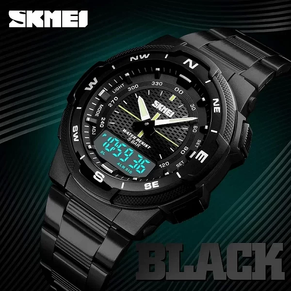 Montre de luxe entièrement en acier pour homme, SKMEI-montre d'affaires étanche, mode sport, horloge à quartz|10,79 €|OKKO MODE