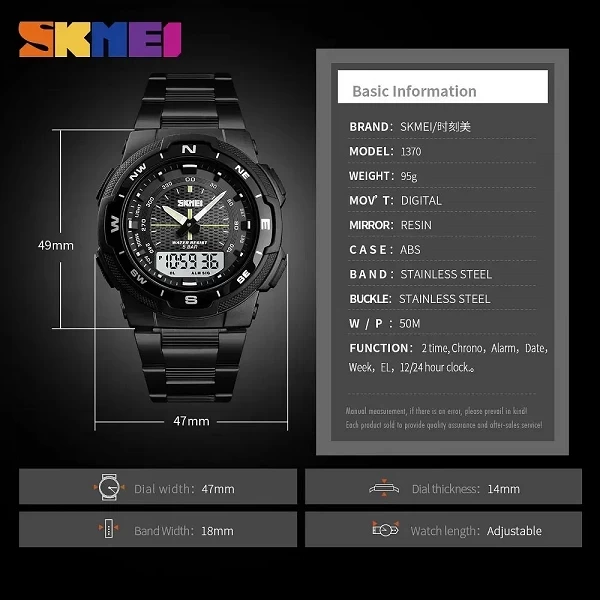 Montre de luxe entièrement en acier pour homme, SKMEI-montre d'affaires étanche, mode sport, horloge à quartz|10,79 €|OKKO MODE