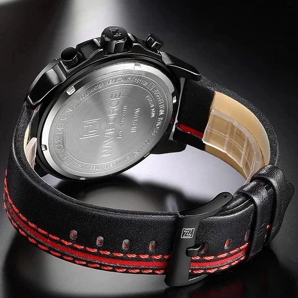 NAVIFORCE – montre-bracelet en cuir pour hommes, marque de luxe, étanche, à Quartz, 24 heures, Sport|26,88 €|OKKO MODE