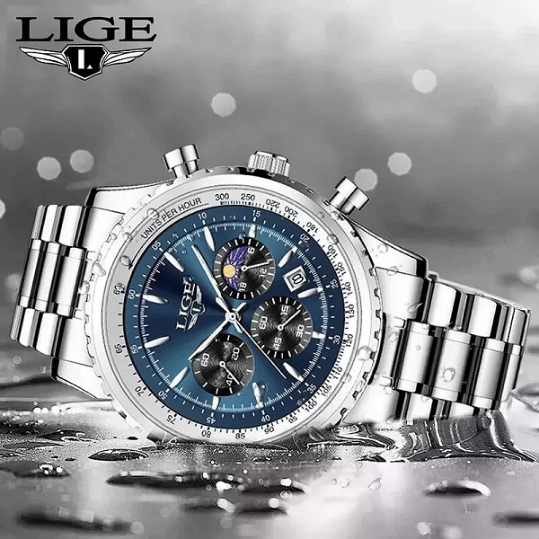 LIGE-Montre à quartz étanche pour homme, montre-bracelet de sport, chronographe, date, marque supérieure, luxe, nouveau, 2024|15,91 €|OKKO MODE