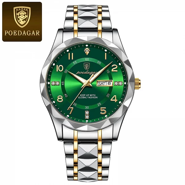 POEDAGAR-Montre-Bracelet de Luxe en Acier Inoxydable pour Homme, Étanche, Date Semaine, dehors, Quartz, avec Boîte|18,89 €|OKKO MODE