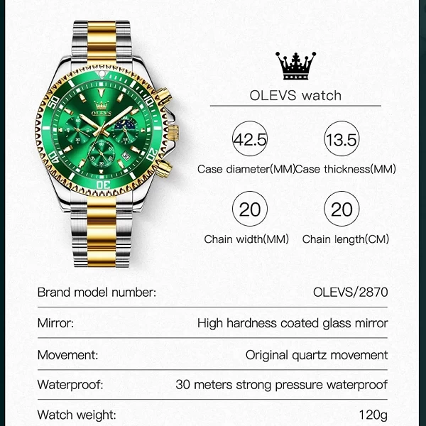 OLEVS – montre étanche en acier inoxydable pour hommes, Luiminous Business Fashion, luxe, Date, lune, Phase, montres à Quartz po|37,44 €|OKKO MODE