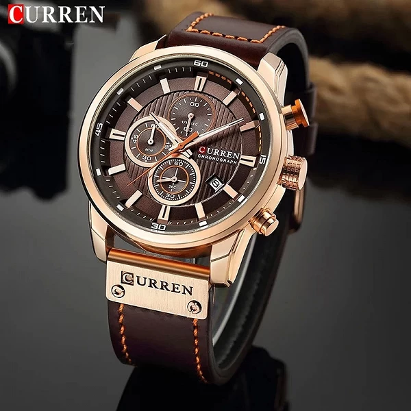 CURREN – montre de sport en cuir pour homme, chronographe, à Quartz, style militaire|16,80 €|OKKO MODE