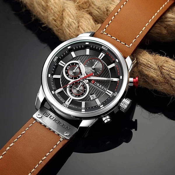 CURREN – montre de sport en cuir pour homme, chronographe, à Quartz, style militaire|16,80 €|OKKO MODE