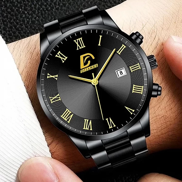 montre homme Montre de luxe en acier inoxydable pour homme, accessoire minimaliste, à Quartz, style Business décontracté, tendan|3,59 €|OKKO MODE