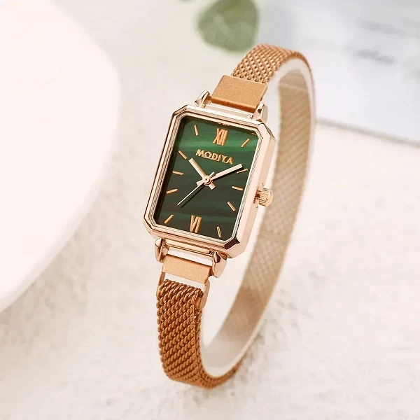 Montres: Quartz Simple Cadran Vert pour Femmes et Bracelet Magnétique|2,69 €|OKKO MODE