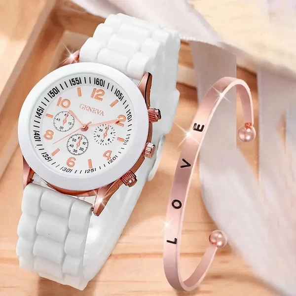 Bijoux - Montre Quartz Blanc pour Femme en Silicone et Diamant Mod. MSI|2,00 €|OKKO MODE