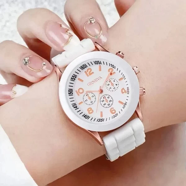 Bijoux - Montre Quartz Blanc pour Femme en Silicone et Diamant Mod. MSI|2,00 €|OKKO MODE