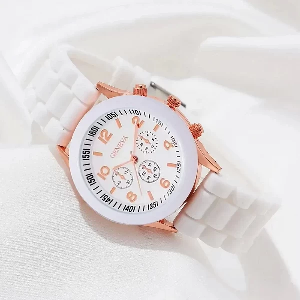 Bijoux - Montre Quartz Blanc pour Femme en Silicone et Diamant Mod. MSI|2,00 €|OKKO MODE