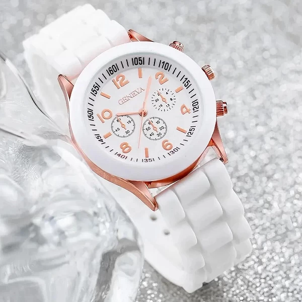 Bijoux - Montre Quartz Blanc pour Femme en Silicone et Diamant Mod. MSI|2,00 €|OKKO MODE