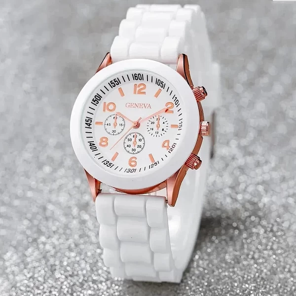 Bijoux - Montre Quartz Blanc pour Femme en Silicone et Diamant Mod. MSI|2,00 €|OKKO MODE