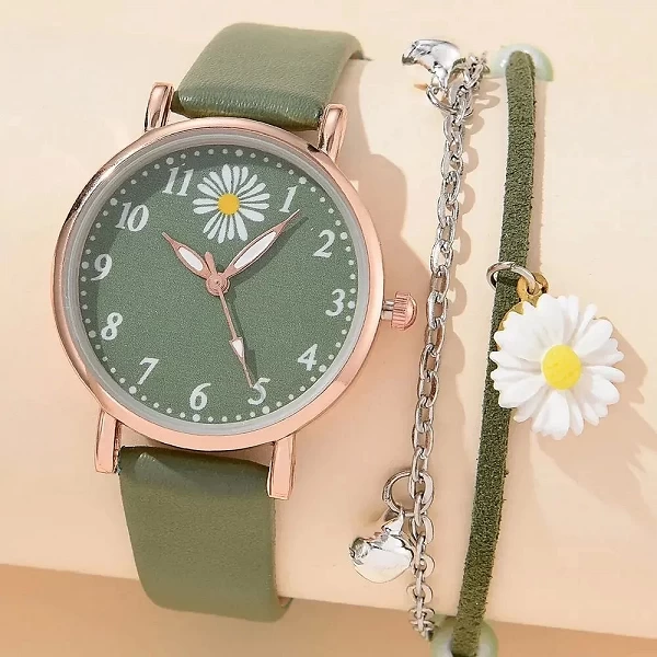 "Montre Femme Romantique en Cuir Bijoux Quartz - Élégance Intemporelle"