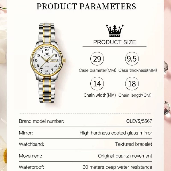 Montres pour Femme – Bracelet de Luxe Original en Acier Inoxydable, Étanche à Quartz Or|25,79 €|OKKO MODE