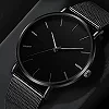 Montres : Bracelet en acier inoxydable à quartz pour dame, métal et maille noire|3,98 €|OKKO MODE