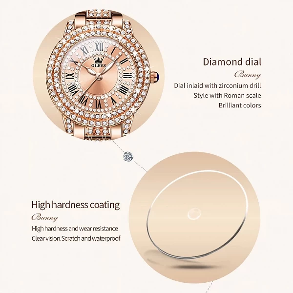 Montres pour Femmes - Montre en Diamant, Acier Inoxydable, Étanche à Quartz Moderne et Élégante|32,16 €|OKKO MODE