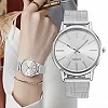 Montres à quartz de luxe pour femmes, montre d'affaires minimaliste en argent pour dames, cuir respirant, horloge en acier, nouv|3,50 €|OKKO MODE