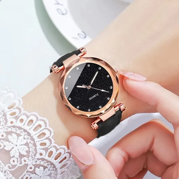 Montre de luxe pour femmes, ensemble de 2 pièces, Bracelet en cuir PU, montre-Bracelet à Quartz, strass, alliage or rose, cadeau|3,00 €|OKKO MODE