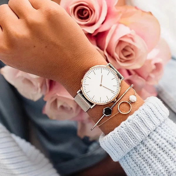 Montre de luxe en or Rose pour femmes, Montre-Bracelet à Quartz décontractée en acier pour dames|4,55 €|OKKO MODE