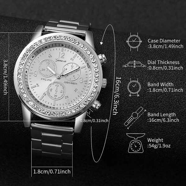 Montre à Quartz en Acier Inoxydable et Perles Argentées, Ensemble de Bijoux à la Mode pour Femme|3,59 €|OKKO MODE