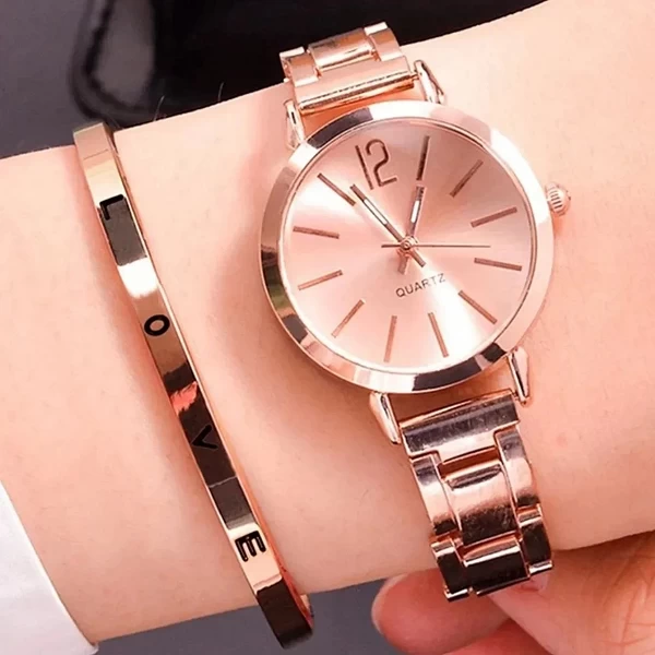 Montre à quartz en alliage numérique simple pour dames, bracelet LOVE, mode, ensemble de 2 pièces|5,03 €|OKKO MODE