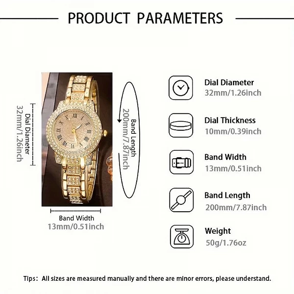 Montre à quartz biscuits de luxe pour femme, montre-bracelet analogique Hip Hop Fashion, ensemble de bijoux, cadeau pour la colo|4,95 €|OKKO MODE