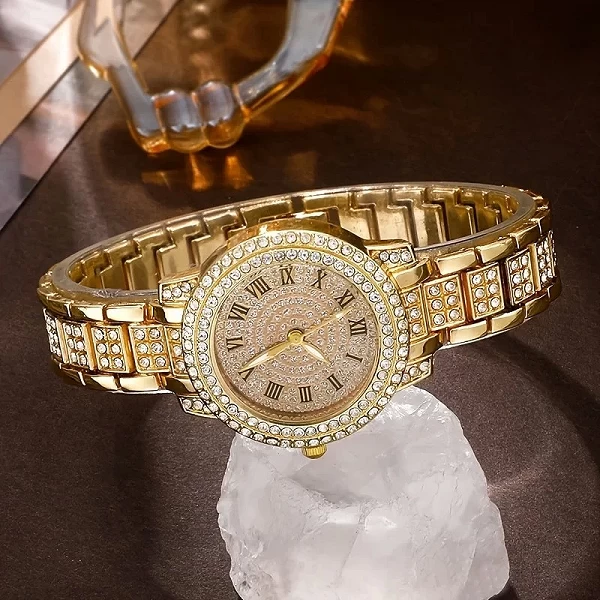 Montre à quartz biscuits de luxe pour femme, montre-bracelet analogique Hip Hop Fashion, ensemble de bijoux, cadeau pour la colo|4,95 €|OKKO MODE