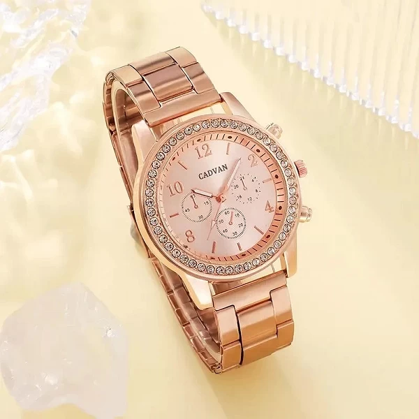 Bijoux de Luxe- Ensemble 6 Pièces en Or Rose avec Montre, Anneau, Collier et Boucles d'Oreilles Strass pour Femmes|5,00 €|OKKO MODE