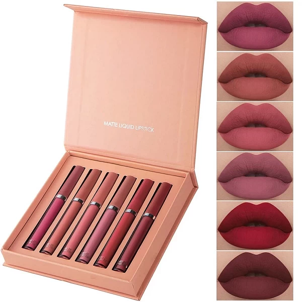 Rouge à lèvres liquide hydratant longue durée, coffret cadeau de vacances, velours 256, brillant Jules, imperméable, 6 pièces pa|5,98 €|OKKO MODE