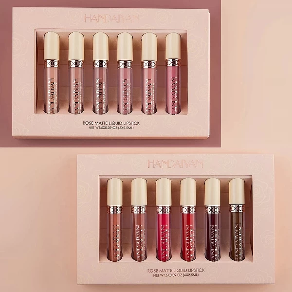 Coffret cadeau de maquillage liquide pour femme, 256 ensembles de rouge à lèvres, 6 couleurs nude, tasse antiarina, ne se décolo|5,04 €|OKKO MODE