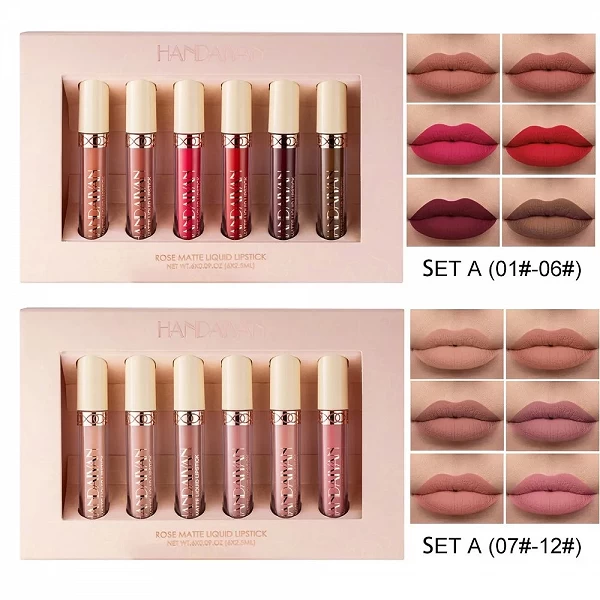 Coffret cadeau de maquillage liquide pour femme, 256 ensembles de rouge à lèvres, 6 couleurs nude, tasse antiarina, ne se décolo|5,04 €|OKKO MODE