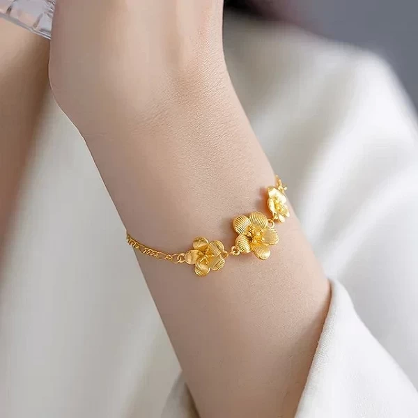 Bracelet fleur de printemps en or 24 carats pour femme, bijoux printaniers haut de gamme|111,10 €|OKKO MODE