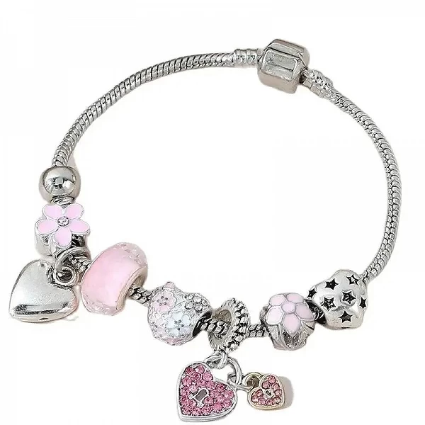 Bracelet à breloques coeur d'amour été rose blanc cristal perle argent or|4,29 €|OKKO MODE