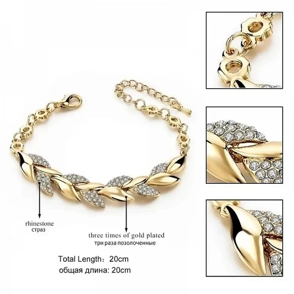 Bracelet Bijoux en Cristal incrusté de Cuir Chevelu Doré pour Femme - Mariage ChimBride|1,79 €|OKKO MODE